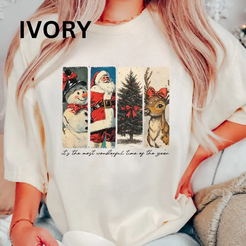 New Vintage christmas shirt Women's Oversized Christmas Shirt - Festive Printed Design