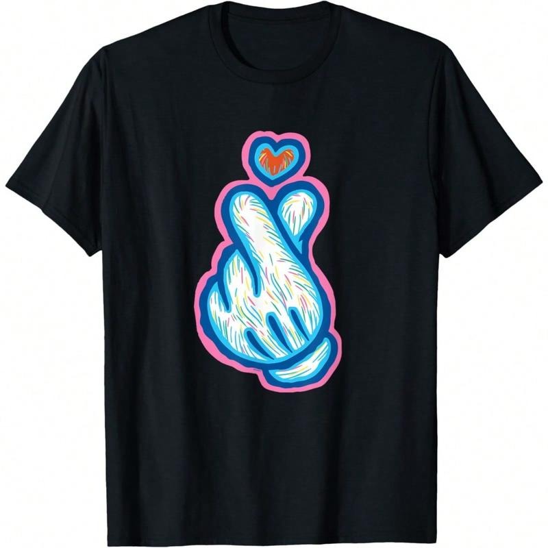New Year Mens Short Sleeve T Shirts Men's Tshirts Graphic Valentine's Day Sweet Art Finger Heart T-Shirt Hoodie, Sweatshirt