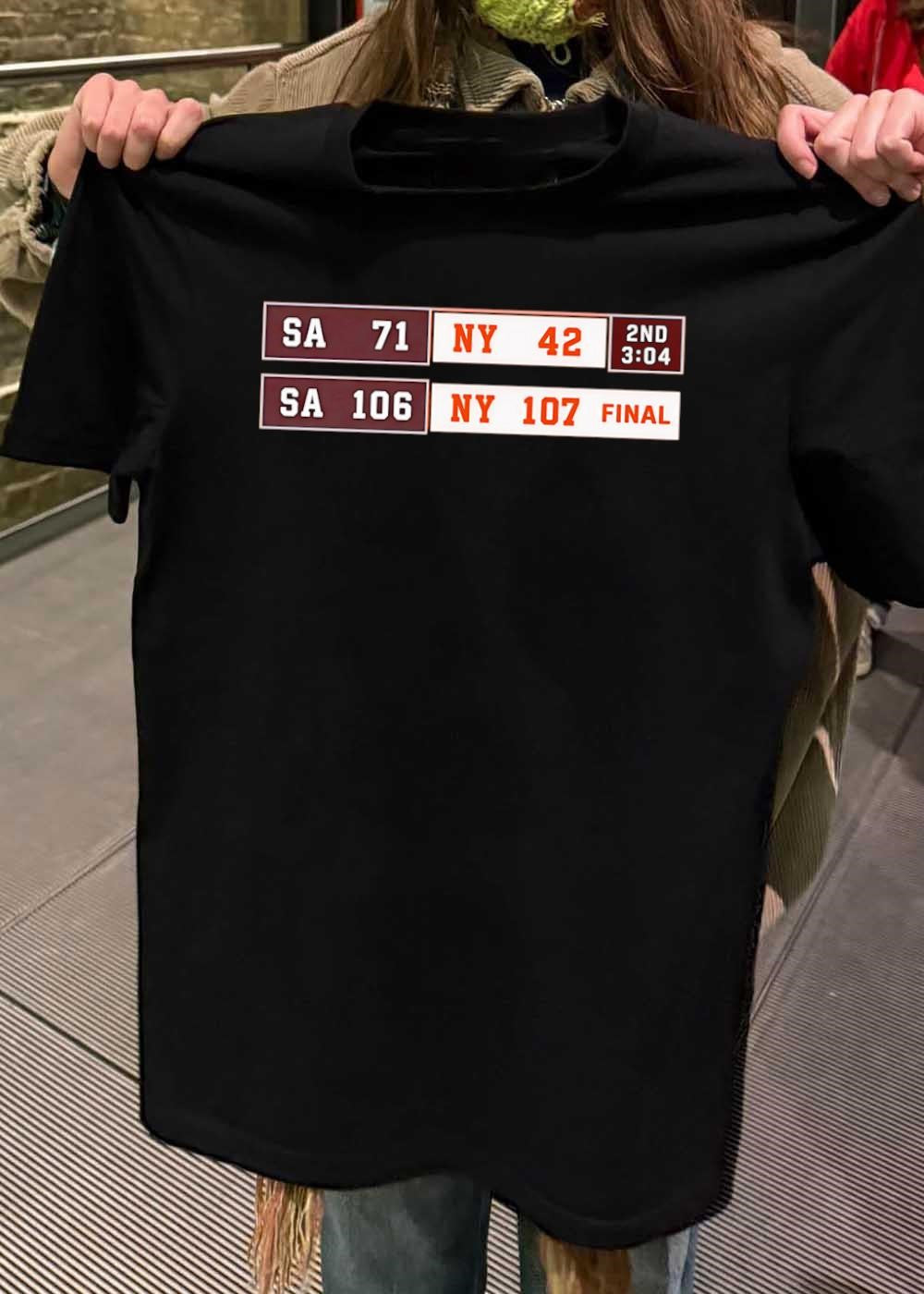 New York Basketball Comeback SA 71 to 42 Scoreboard Final T-Shirt