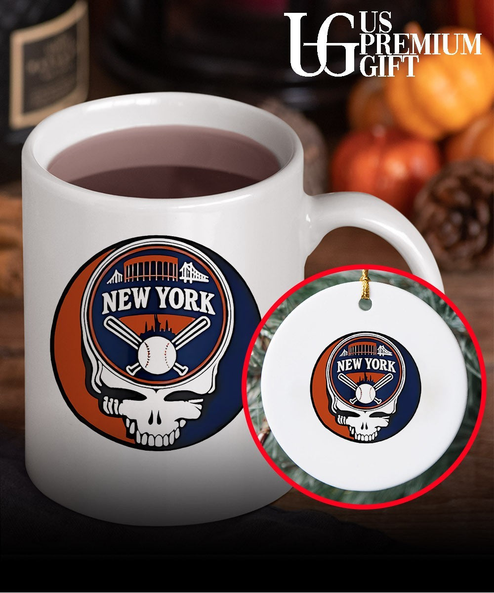 New York Mets Grateful Dead Skull Baseball shirt