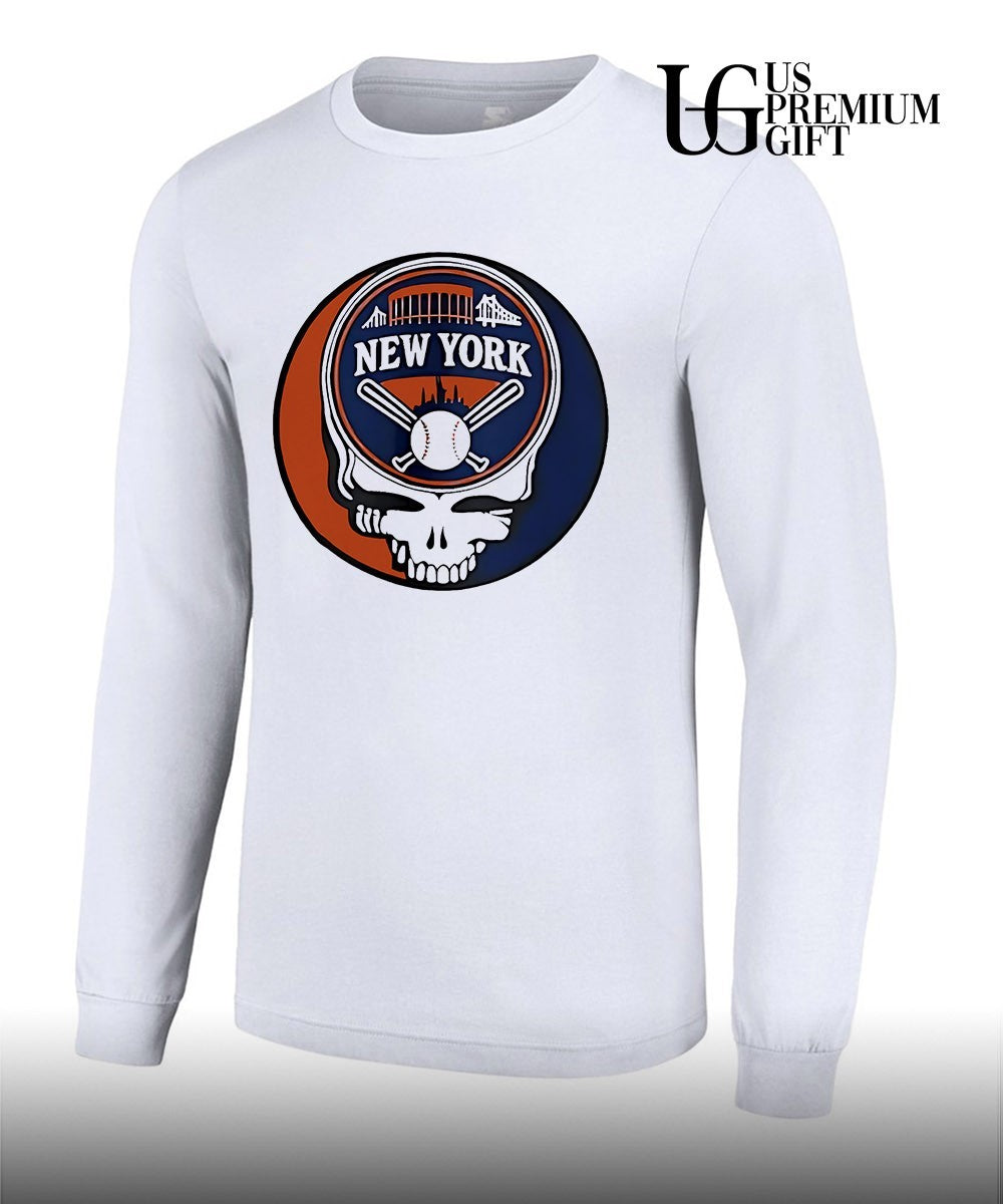 New York Mets Grateful Dead Skull Baseball shirt