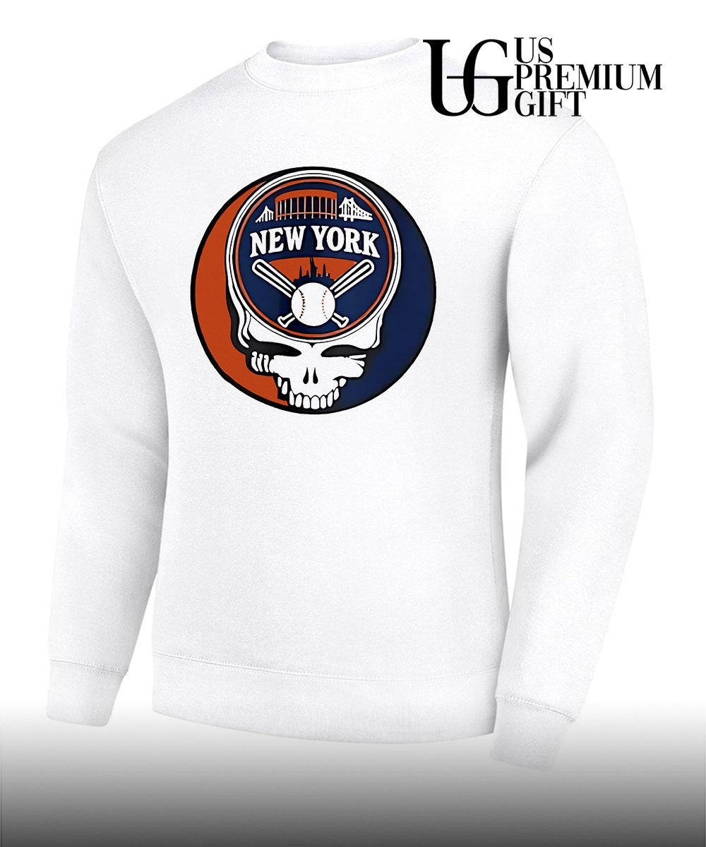 New York Mets Grateful Dead Skull Baseball shirt
