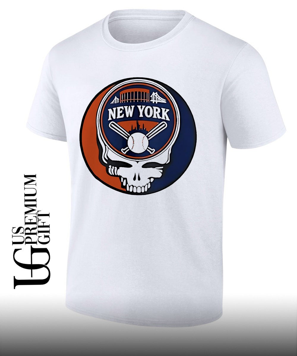 New York Mets Grateful Dead Skull Baseball shirt