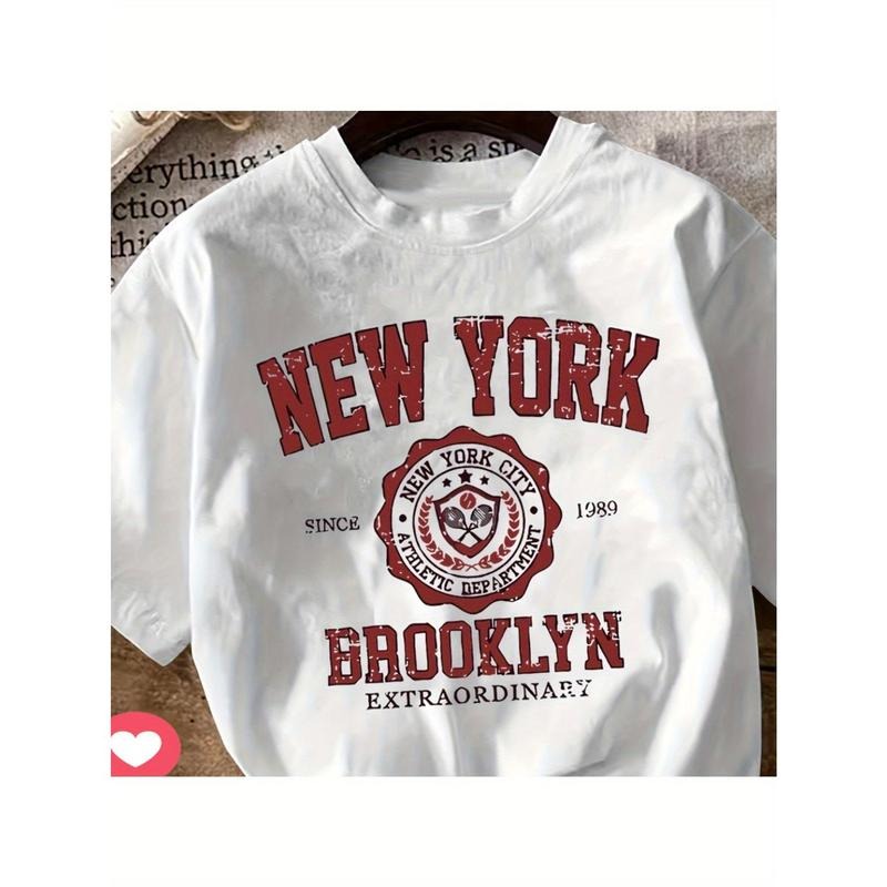 New York Print Crew Neck Tee - Women'S T-shirts - Short Sleeve, Casual Hoodie, Sweatshirt | UrbanDripWear.com