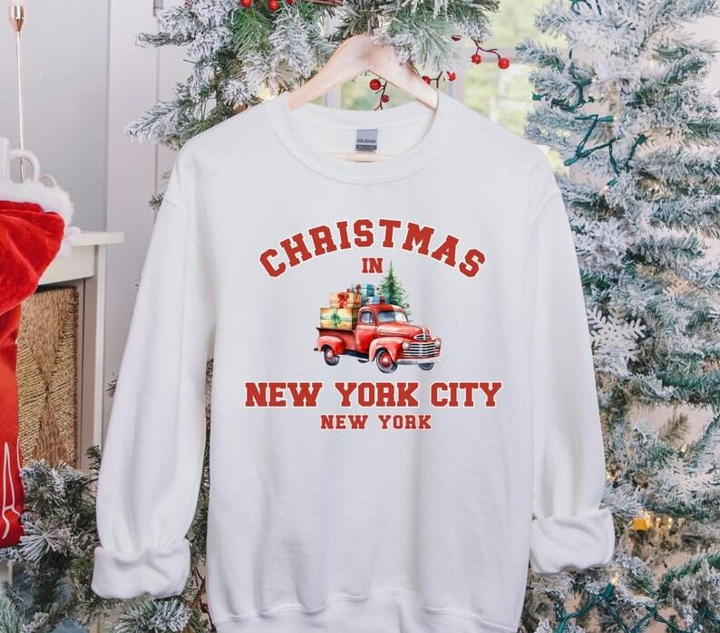 New York Vintage Shirt, New York hoodie, NYC Shirt, Christmas in New York, Christmas Trip Sweatshirt, Christmas tree...