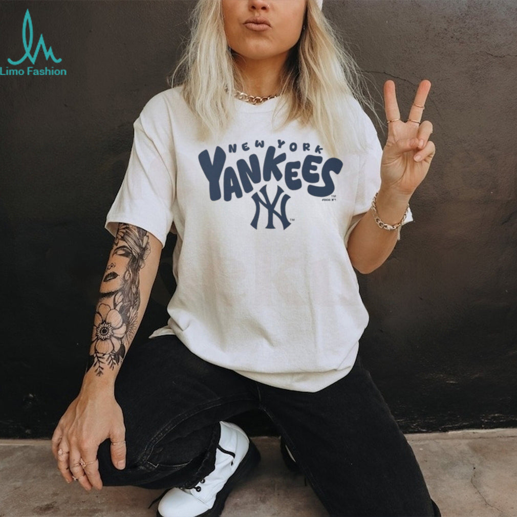 New York Yankees Navy Script Logo Oatmeal Heather T shirt