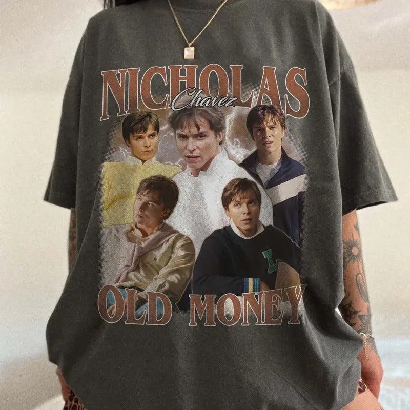 Nicholas Chavez Old Money Comfort Colors T-shirt, Unisex Tops For Men- For Women, Y2K 90s Retro Movies Bootleg Tshirt,...