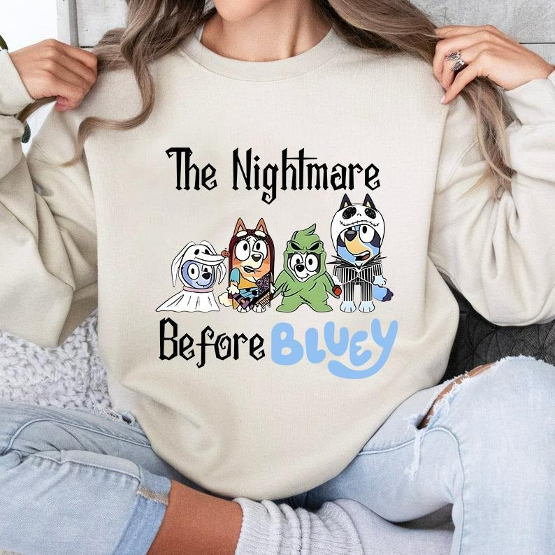 Nightmare Before Bluey Heeler Sweatshirt, The Nightmare Before Bluey Shirt, Bluey Family Sweatshirt, Bluey Halloween...
