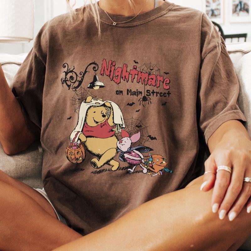 Nightmare on Main Street Pooh Women's Cotton Graphic T-Shirt - Womenswear, Top Hoodie, Sweatshirt | UrbanDripWear.com