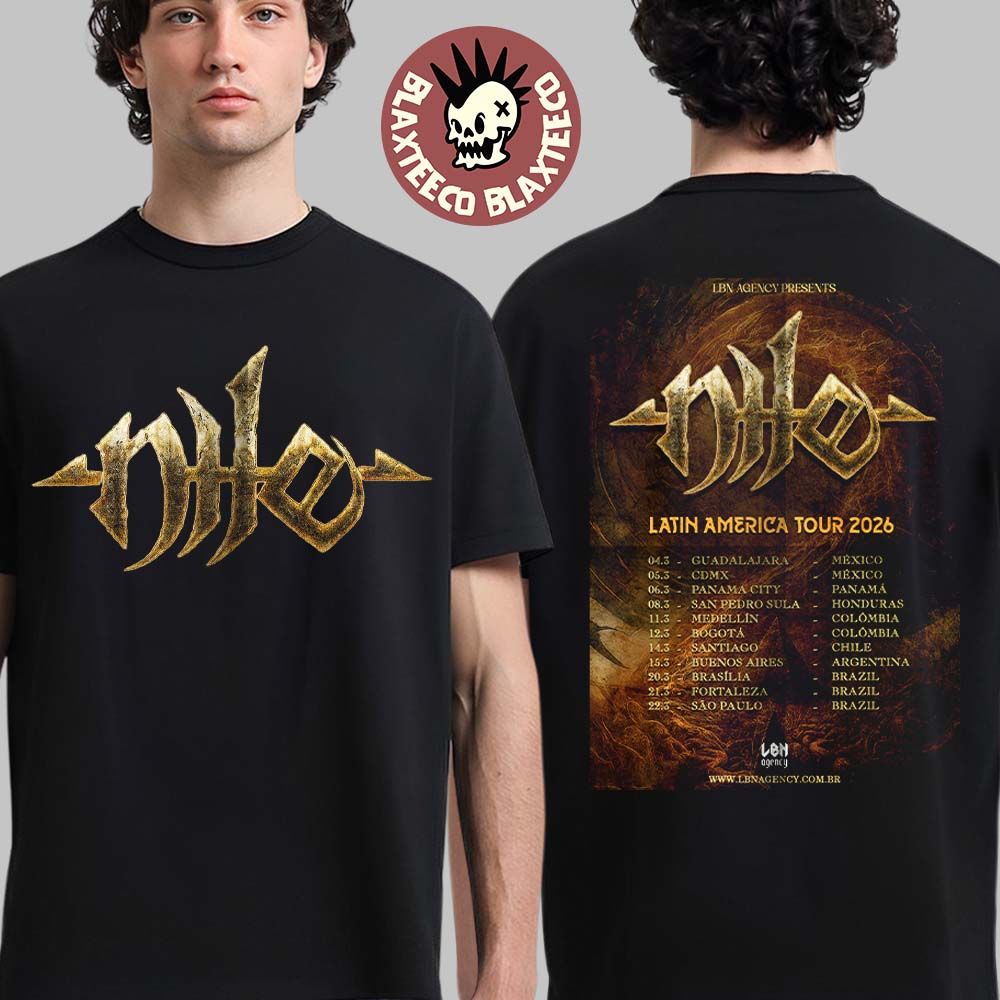 Nile Latin America Tour 2026 Schedule Dates Two Sided T-Shirt