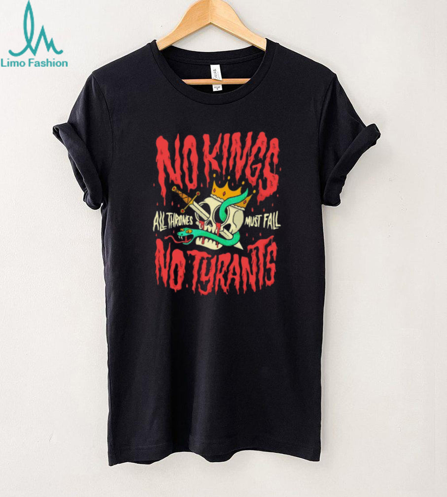 No Kings No Tyrants All Thrones Must Fall Skull and Snake Black T Shirt