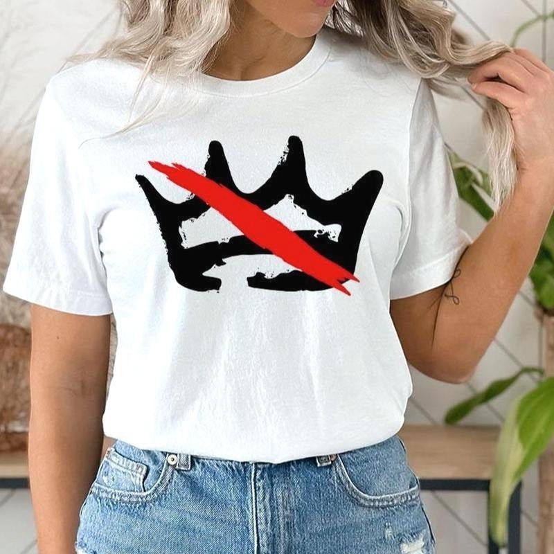 No Kings in America Shirt, Crown No Kings T-shirt for Men and Women Graphic T-Shirt Crew Neck Blouse Top Womenswear...