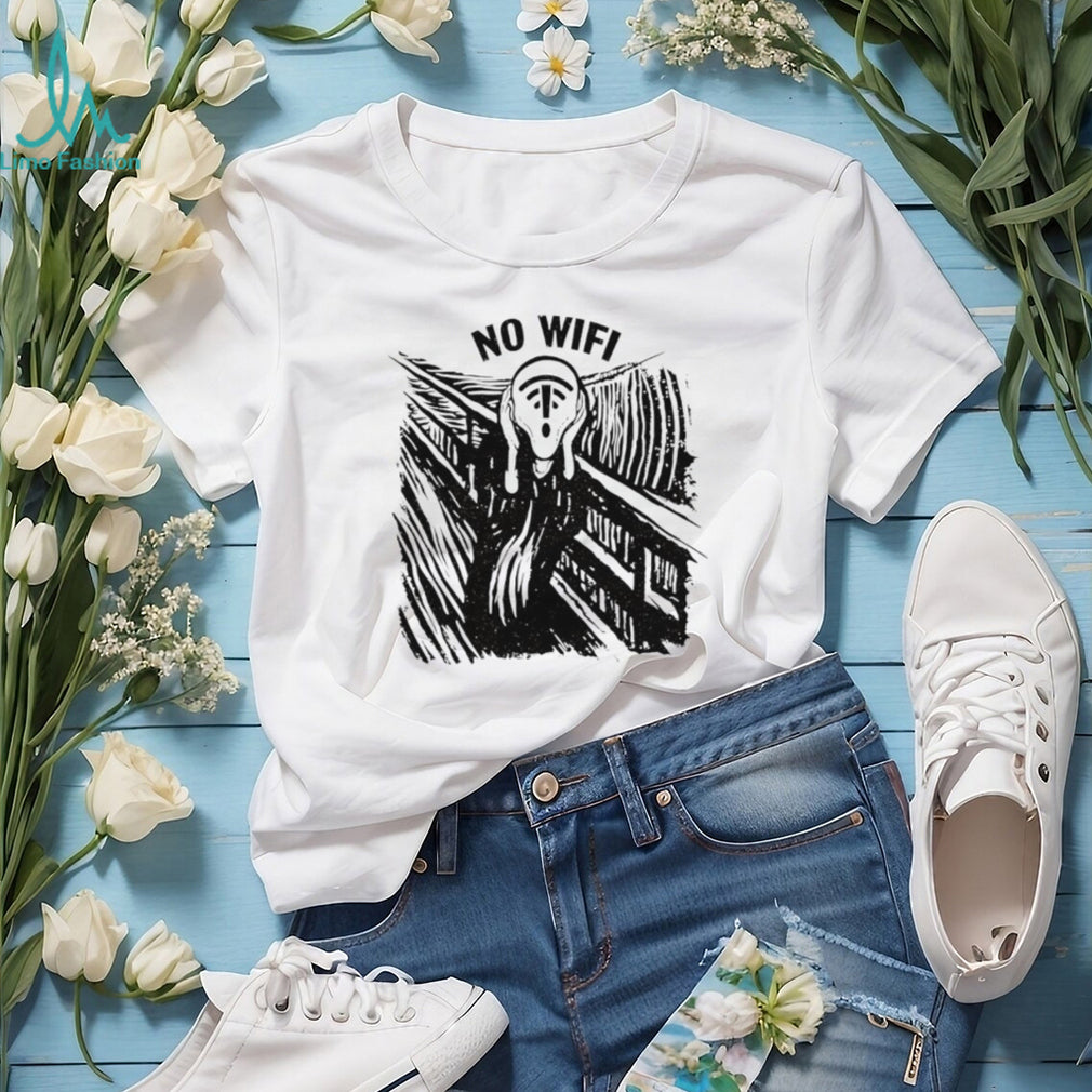 No WiFi The Scream Parody Modern Anxiety Internet Connection Graphic T Shirt