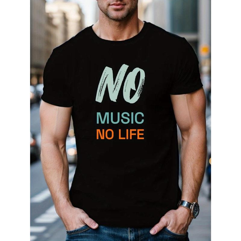No music without life printed T-shirt, men's T-shirt, summer casual T-shirt Made in USA Hoodie, Sweatshirt