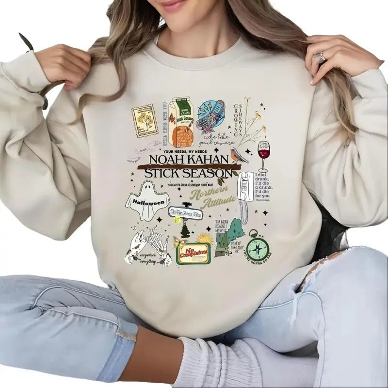 Noah Kahan Stick Season Shirt - Retro Cute Sweatshirt, T-Shirt, Women's Shirt - Womenswear Hoodie | UrbanDripWear.com