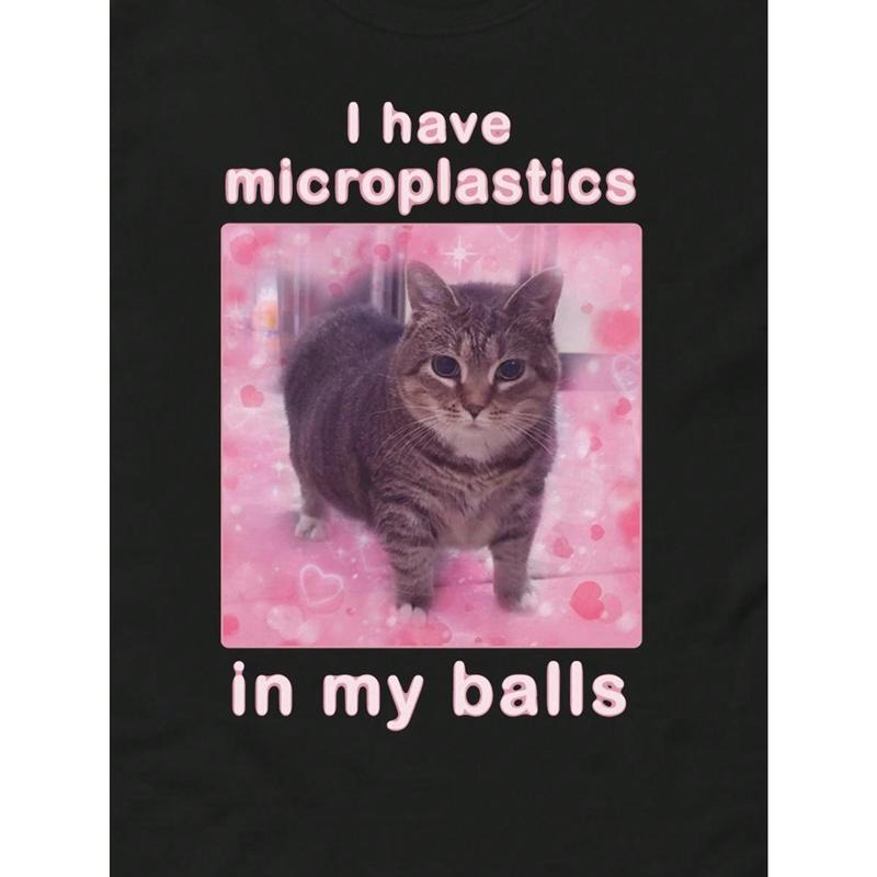 Noixe Men's Standard "There's Microplastic In My Ball" Funny Cat Meme Graphic T-Shirt Hoodie, Sweatshirt | UrbanDripWear.com