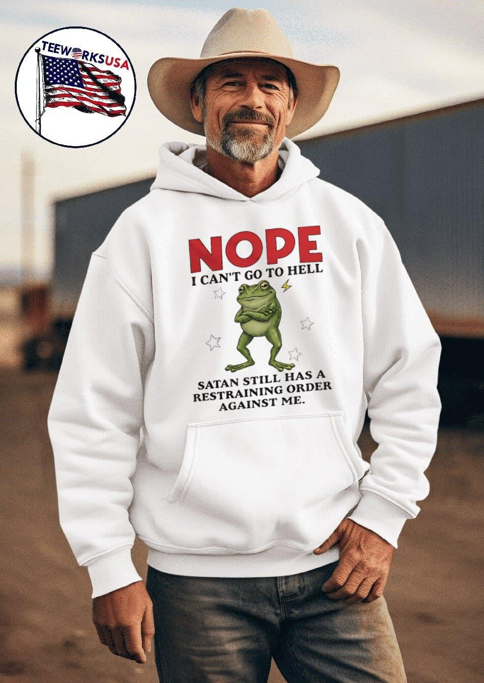 Nope I Can’t Go To Hell Satan Still Has A Restraining Order Against Me Frog Shirt