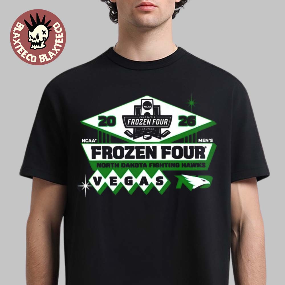 North Dakota Fighting Hawks Men’s Hockey 2026 NCAA Frozen Four Vegas Logo T-Shirt
