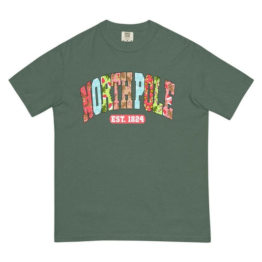 North Pole EST. 1824 Christmas shirt, Comfort Colors T-shirt, Oversized Christmas T-shirt, Graphic Christmas tshirt, Christmas Gift for Women, Lady Tshirtstyle{n002}2