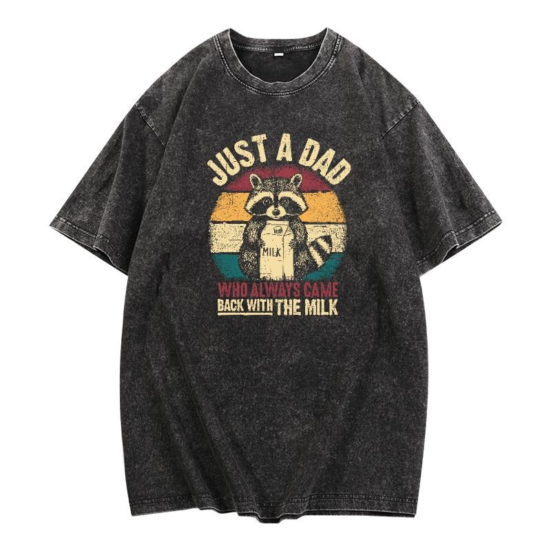 Nostalgic and Quirky T - Shirt: Celebrate Dad's Reliability with a Retro - inspired Raccoon Design on a Washed - out Tee