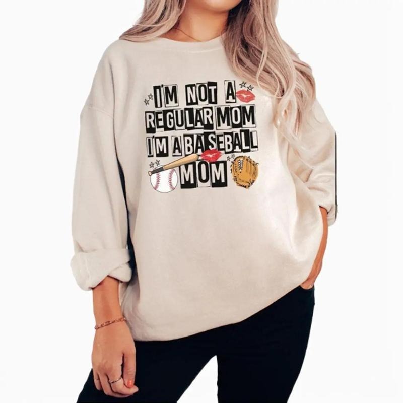 Not A Regular Mom Baseball Mom Heavy-weight Crew Sweatshirt T-Shirts, Hoodie | UrbanDripWear.com
