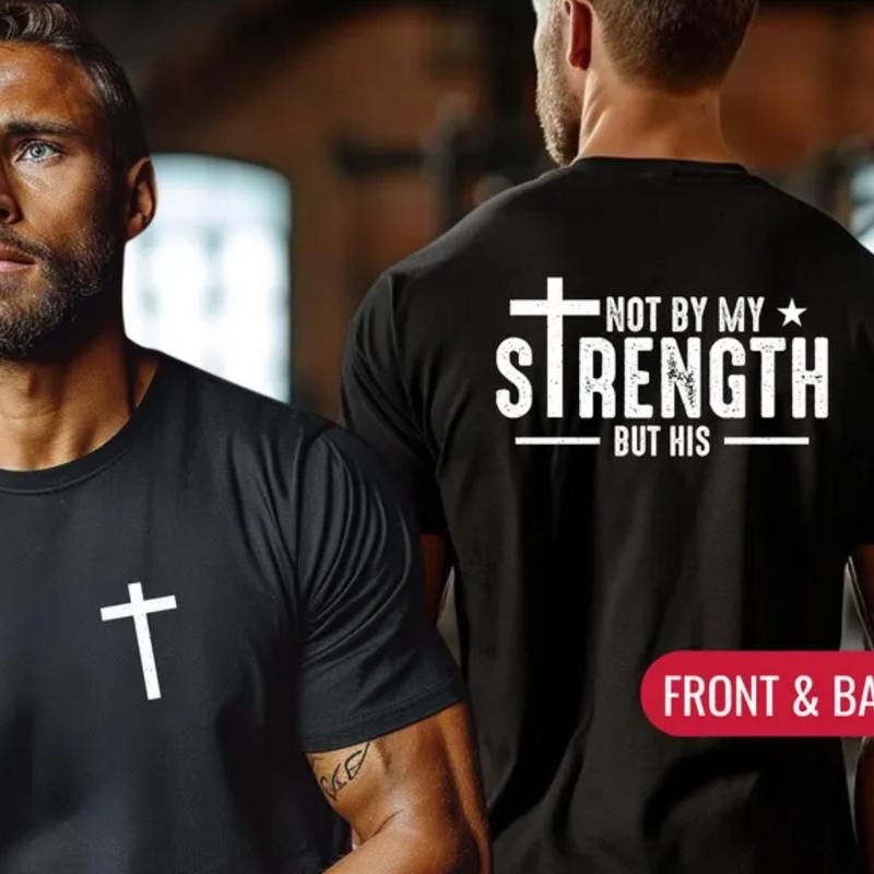 Not By My Strength But HIs Tee Pure Cotton Fabric Casual Streetstyle Crew Neck Short Sleeve T-Shirt Trendy Tops for Women...