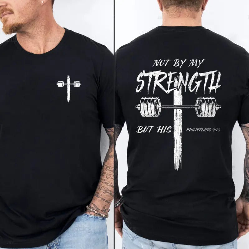 Not by My Strength but His Tee Pure Cotton Fabric Casual Streetstyle Crew Neck Short Sleeve T-Shirt Trendy Tops for Women...