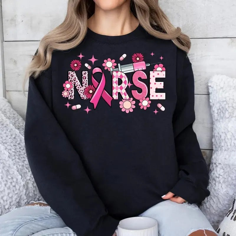 Nurse Breast Cancer  sublimation Sweatshirt , Breast Cancer Awareness , Cancer Awareness , Cancer, Sweatshirt Women,...