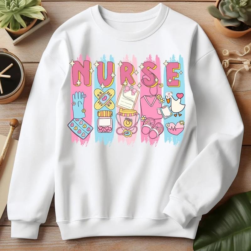 Nurse Coquette Shirt, Nurse Life Shirt, Nurse Shirt, Nurse Floral Shirt, Brushstroke Nurse Tee, Gift For Nurse Hoodie,...