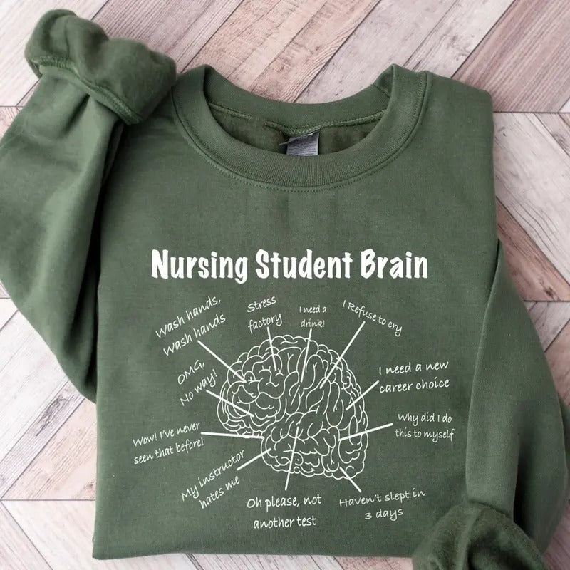 Nursing Student Brain Sweatshirt, Nursing School, Nurse Sweatshirt T-Shirts, Hoodie | UrbanDripWear.com