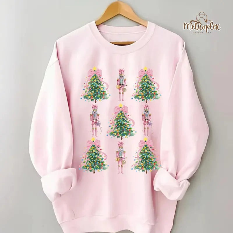 Nutcracker Coquette Sweatshirt, Christmas Balletcore Loose Fit Shirt - Fabric, Pullover Hoodie | UrbanDripWear.com