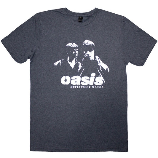 Oasis | Official Band  T-Shirt | Definitely Maybe Photo Stencil (Navy Blue)