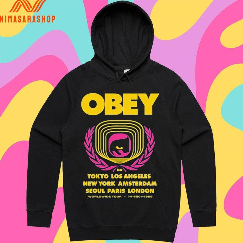 Obey Icon Eye Wreath Tokyo Los Angeles New York Amsterdam Seoul Paris London Worldwide Tour 74-520-1980 Shirts