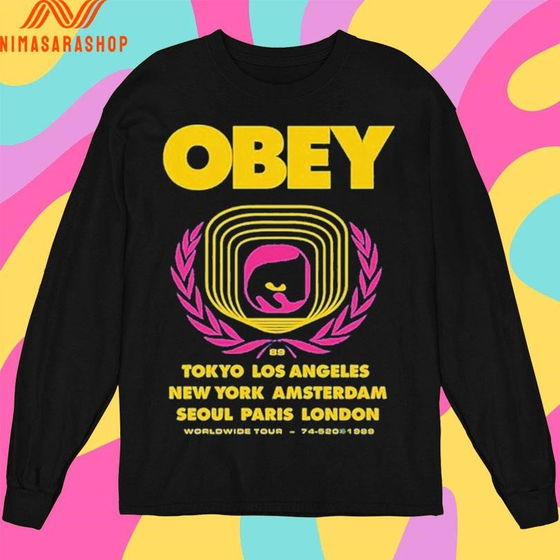 Obey Icon Eye Wreath Tokyo Los Angeles New York Amsterdam Seoul Paris London Worldwide Tour 74-520-1980 Shirts