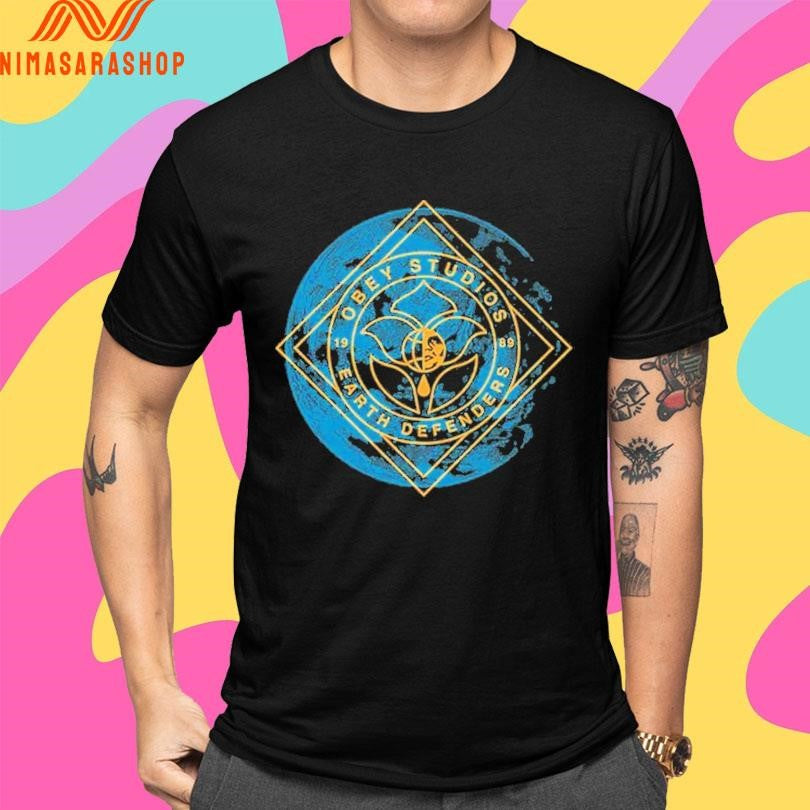 Obey Studios Earth Defenders 1989 Logo Shirts