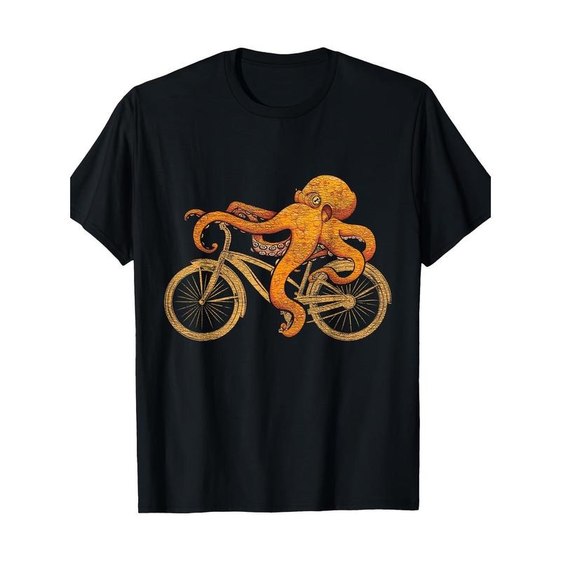 Octopus Riding Bicycle Octopus T-Shirt - Made in USA Hoodie, Sweatshirt | UrbanDripWear.com