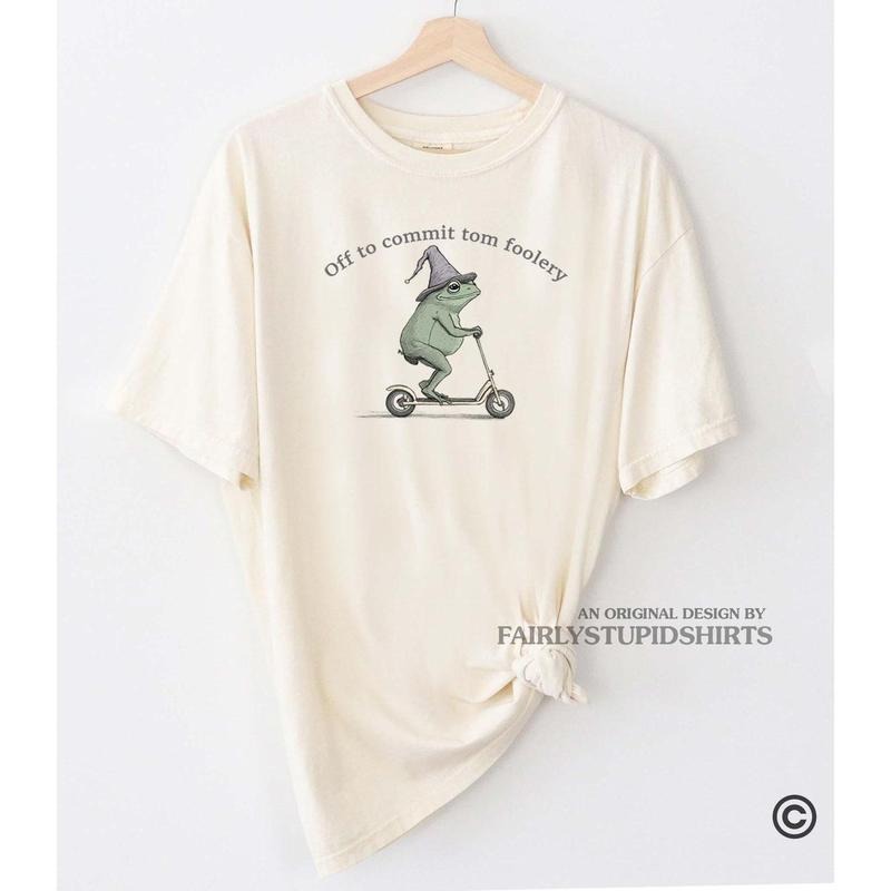 Off to Commit Tom Foolery Frog T-shirt. Comfort Colors Funny Weirdcore Sayings Unique Tshirt Tee Adults Men Women Meme...