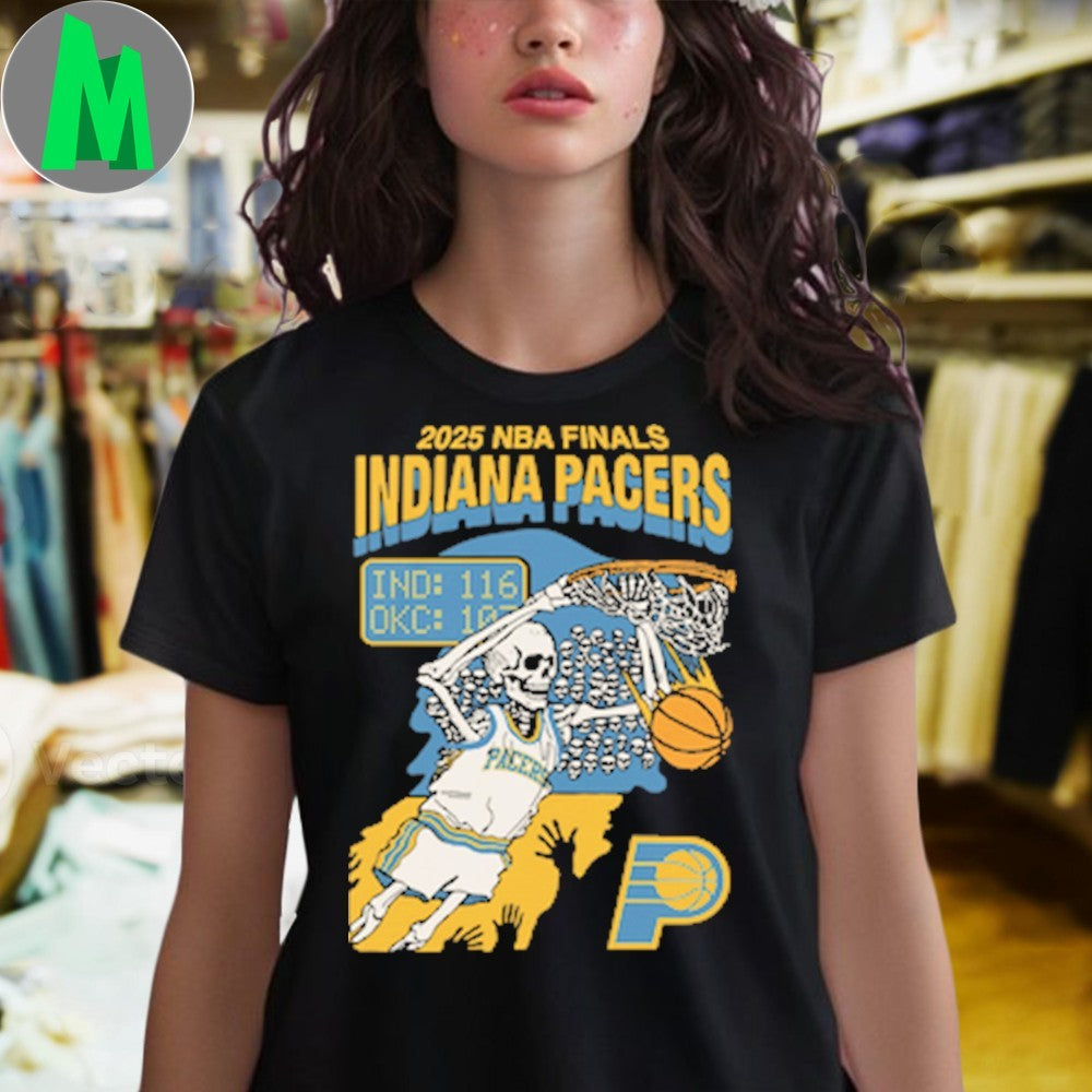 2025 NBA Finals Indiana Pacers Skeleton Basketball Graphic T-Shirt