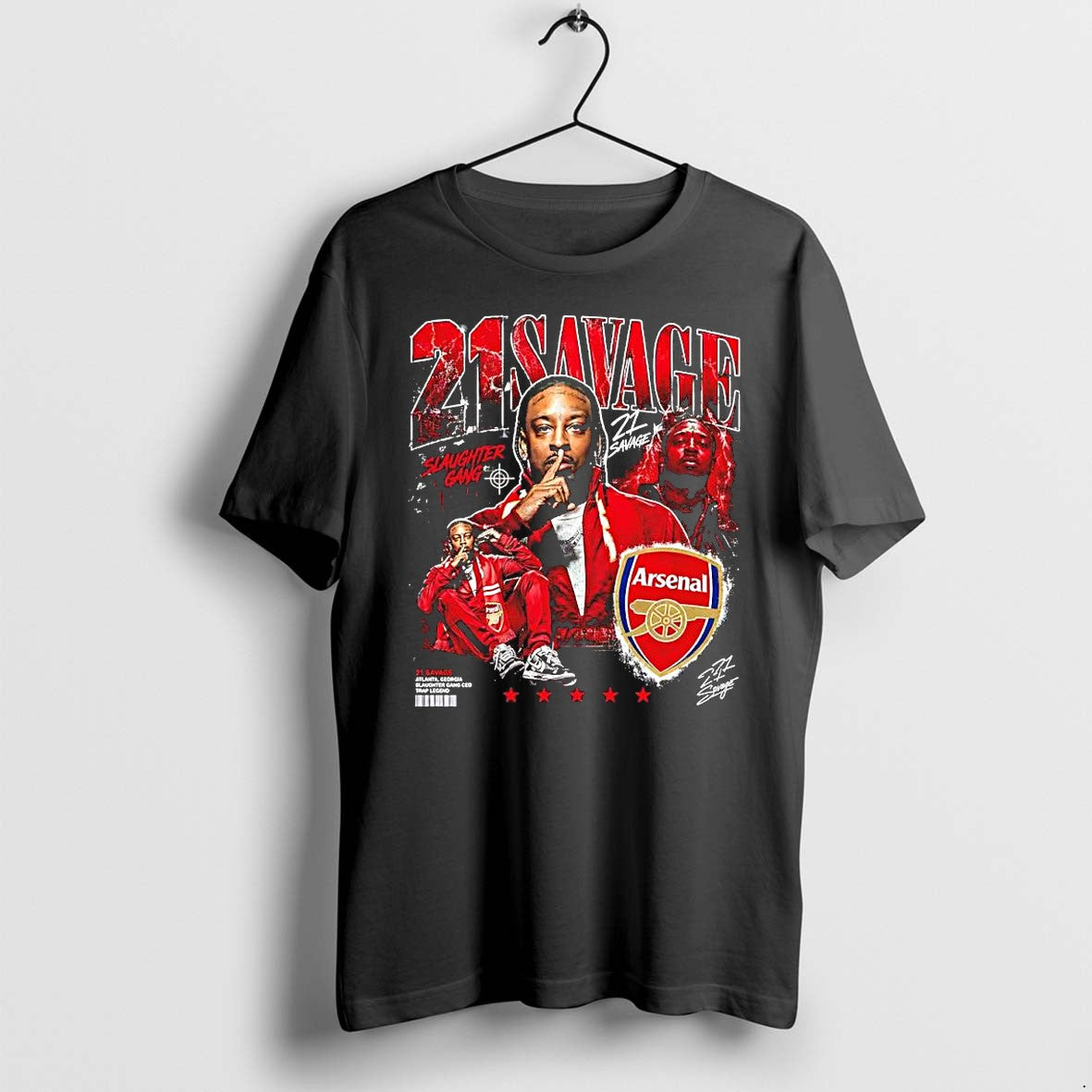 Official 21 Savage X Arsenal Slaughter Gang Signature T Shirts Jpg