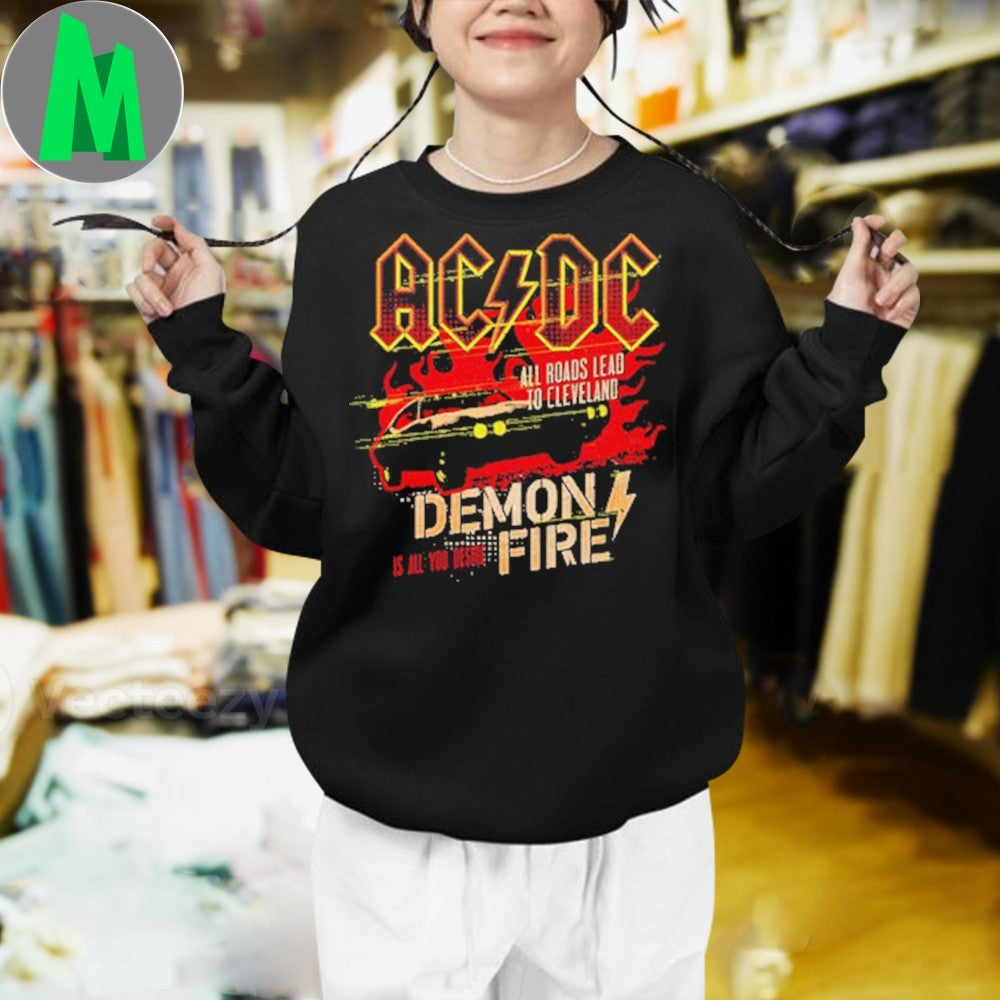 AC DC Demon Fire The Huntington Bank Field 2025 Tour T-Shirt Hard Rock Band Merch