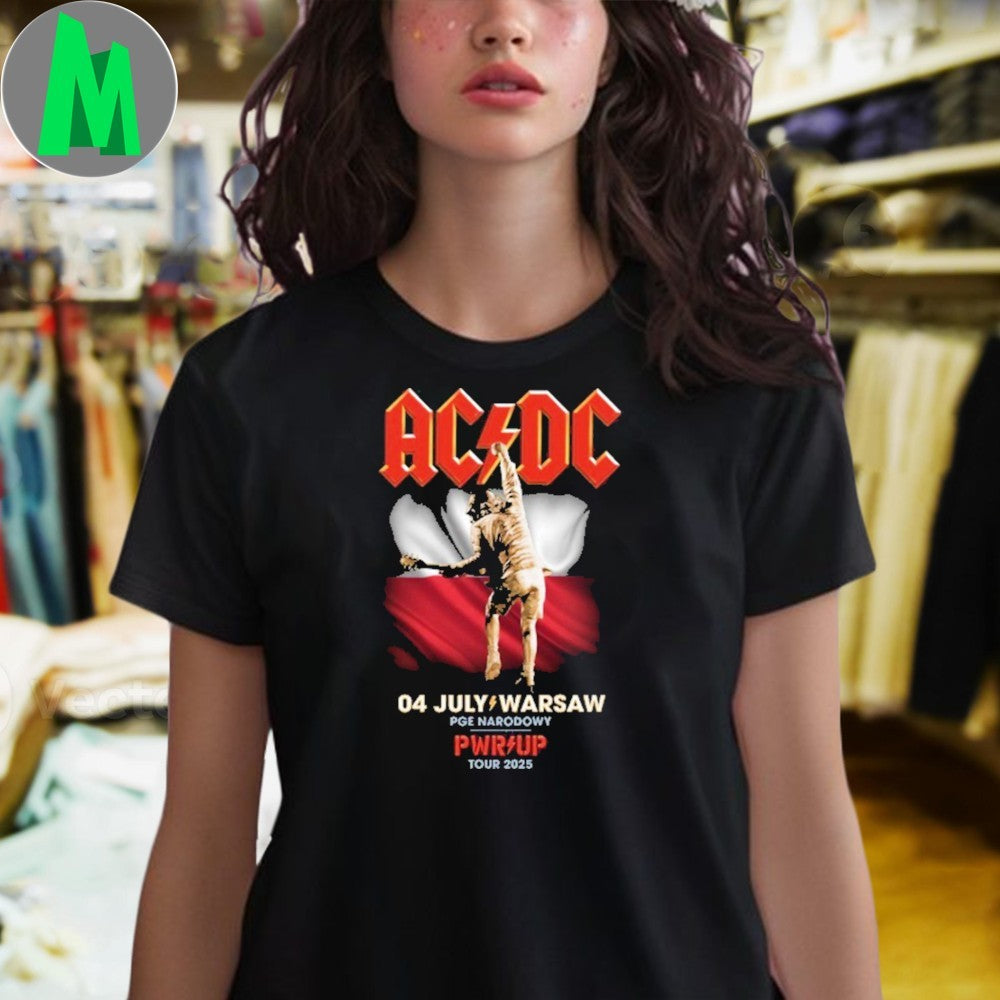 AC DC PWRϟUP Tour 2025 Warsaw Poland Concert T-Shirt
