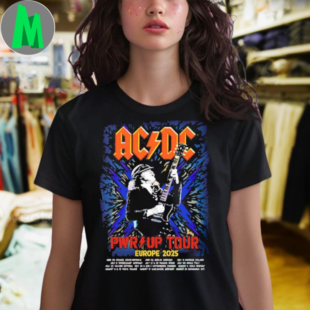 ACDC Pwr Up Tour Europe 2025 Poster Schedule Tour Shirt