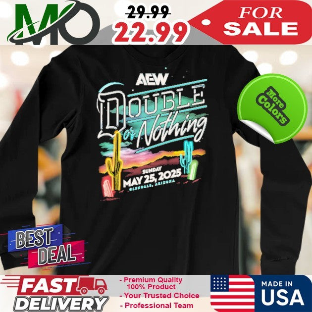 AEW Double or Nothing 2025 Official Comfort Colors Heavyweight Pro Wrestling Event Shirt