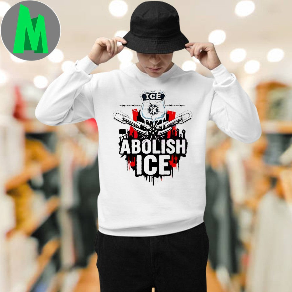 Abolish Ice Protest Graphic Badge Barbed Wire Art Shirt