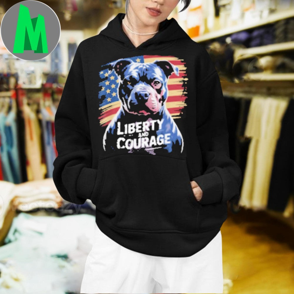 American Pitbull Terrier USA Flag Patriotic 4th of July Dog Tee Shirt