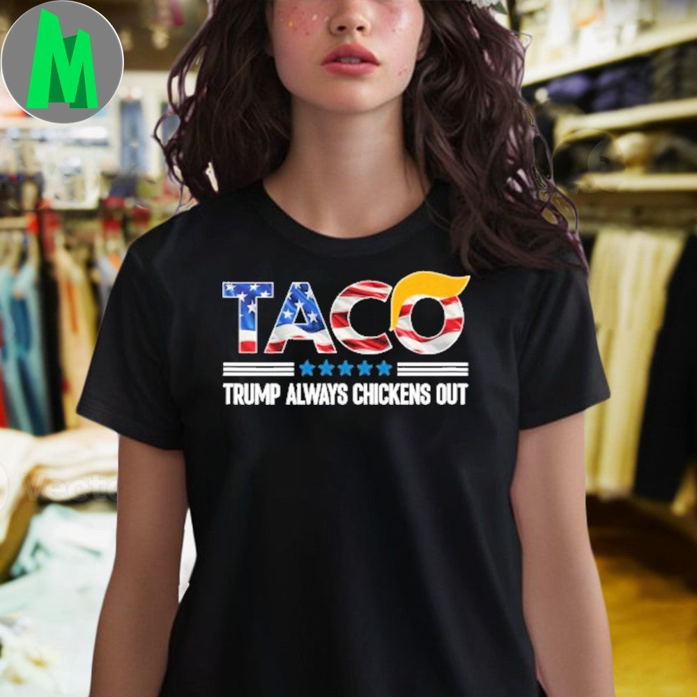 Anti-Trump Political T.A.C.O. USA Flag Graphic T-Shirt Humorous Satire Apparel Black