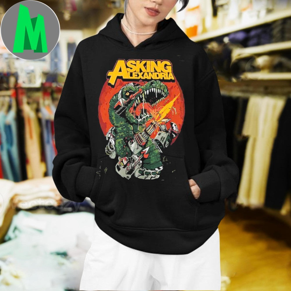 Asking Alexandria Dino Robot Lightning Graphic T-Shirt