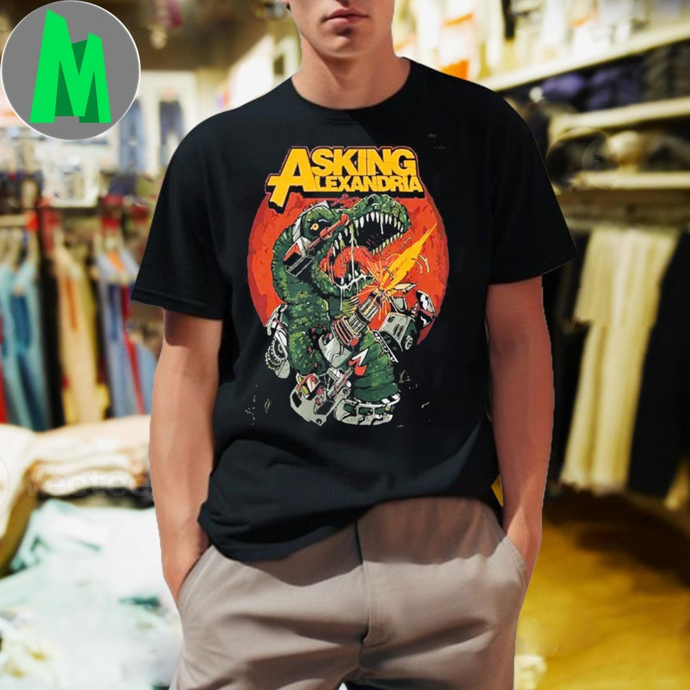 Asking Alexandria Dino Robot Lightning Graphic T-Shirt