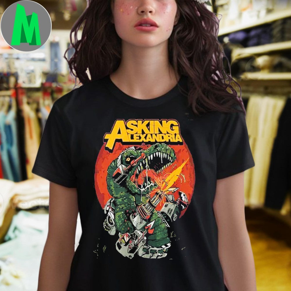 Asking Alexandria Dino Robot Lightning Graphic T-Shirt