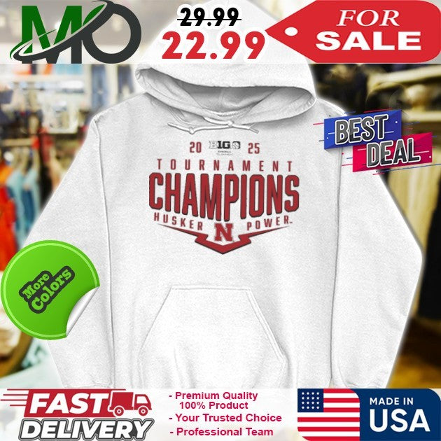 Authentic Heather Gray Nebraska Huskers 2025 Big Ten Baseball Conference Tournament Champions Playoff Game Day Shirt